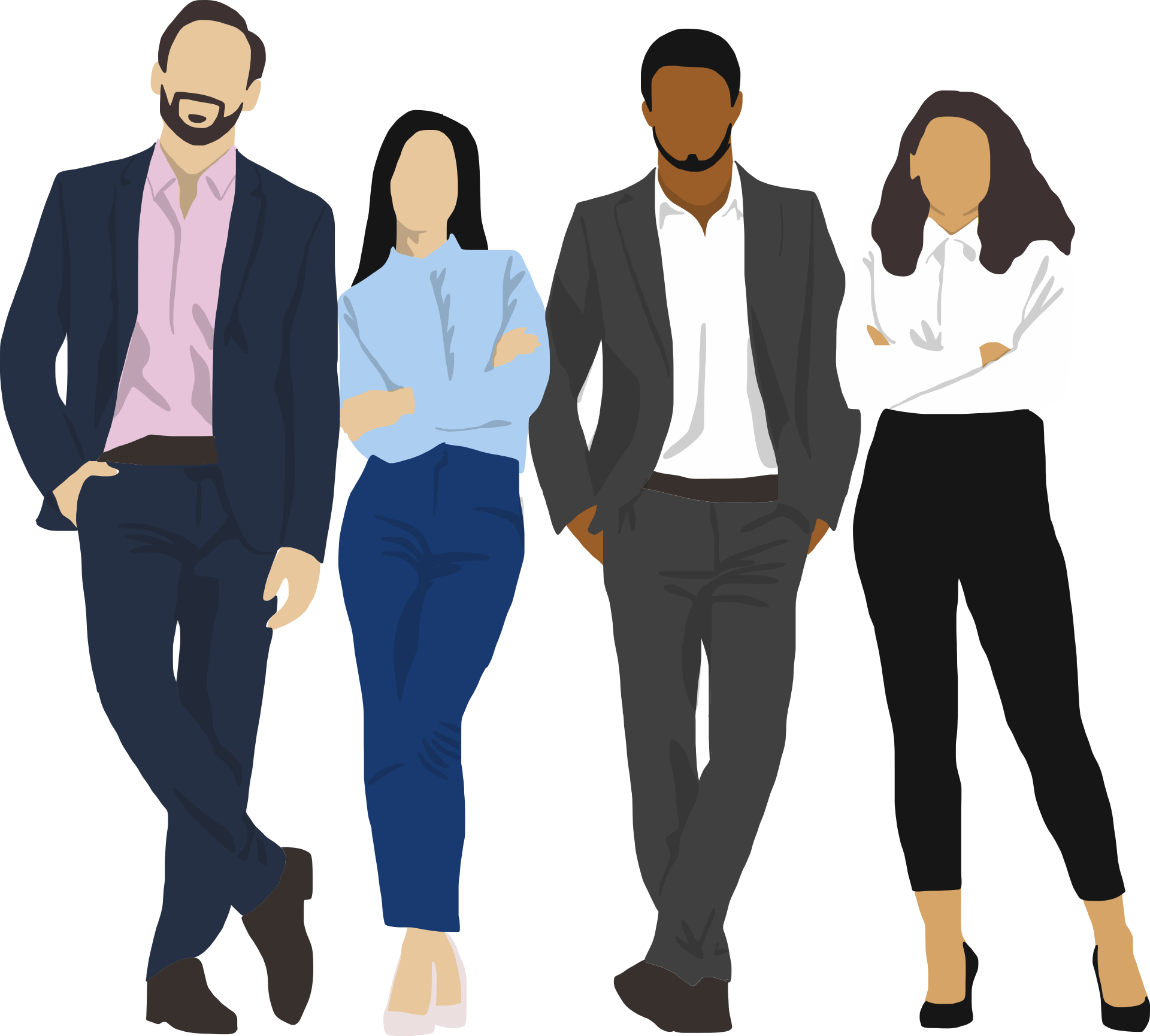 illustration of four business people in casual suits